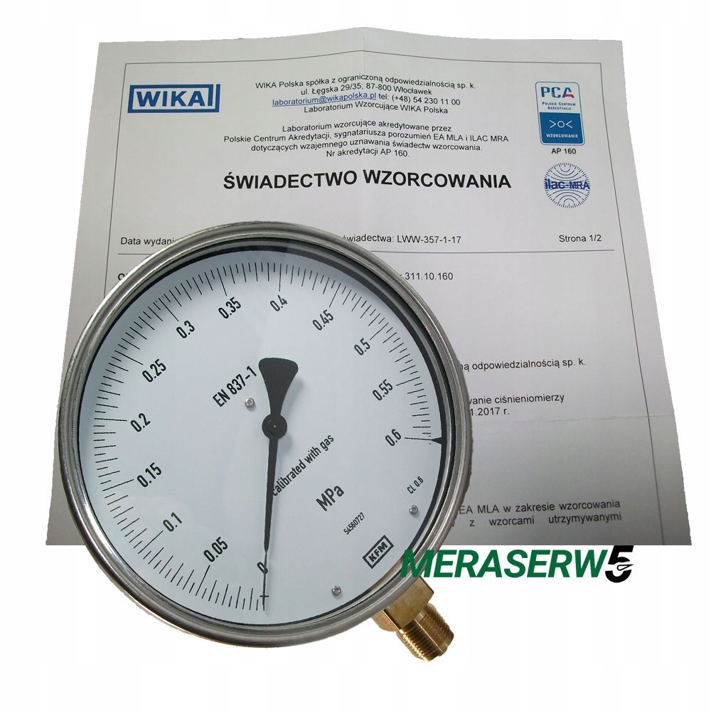 0-0,6MPa 311.10.160 Referenčný kontrolný manometer
