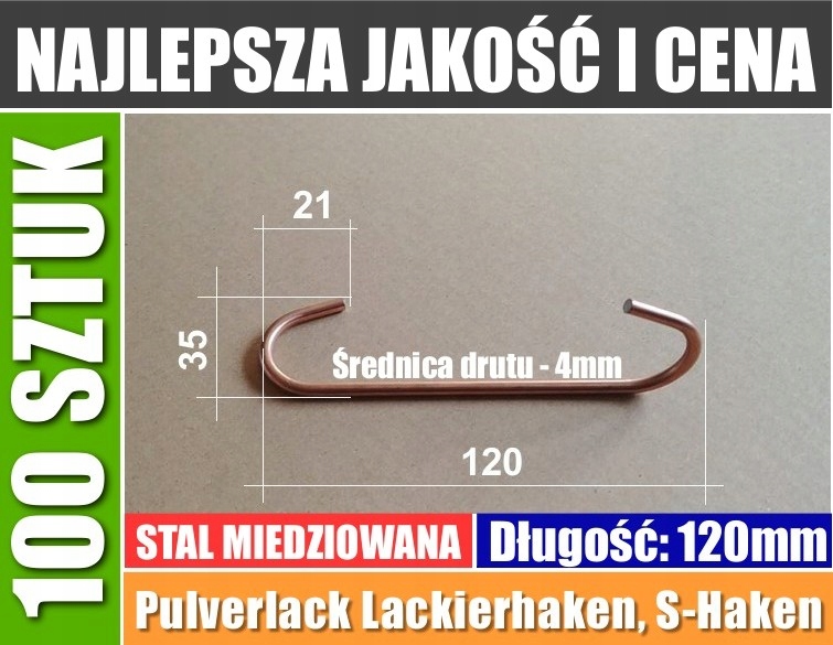100 ks PRÍVESKY, HÁČKY MAĽBY - 90 ° / 120 dl