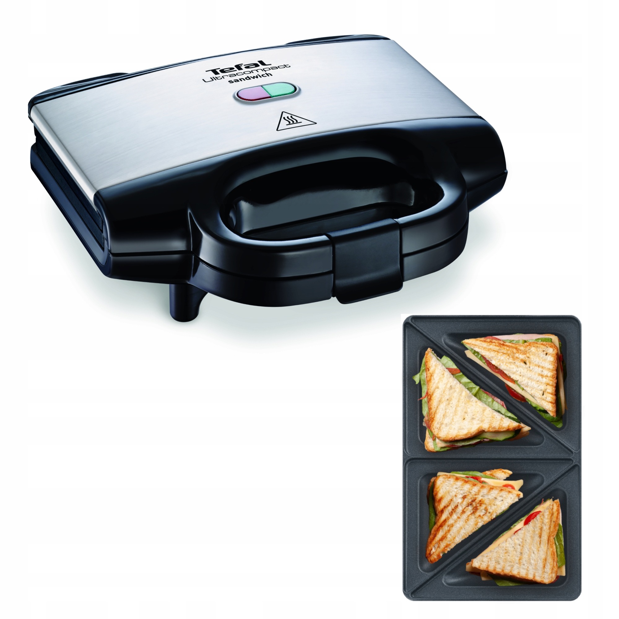 Sendvičovač Tefal UltraCompact SM155233, 700 W, nepriľnavé platne, strieborný