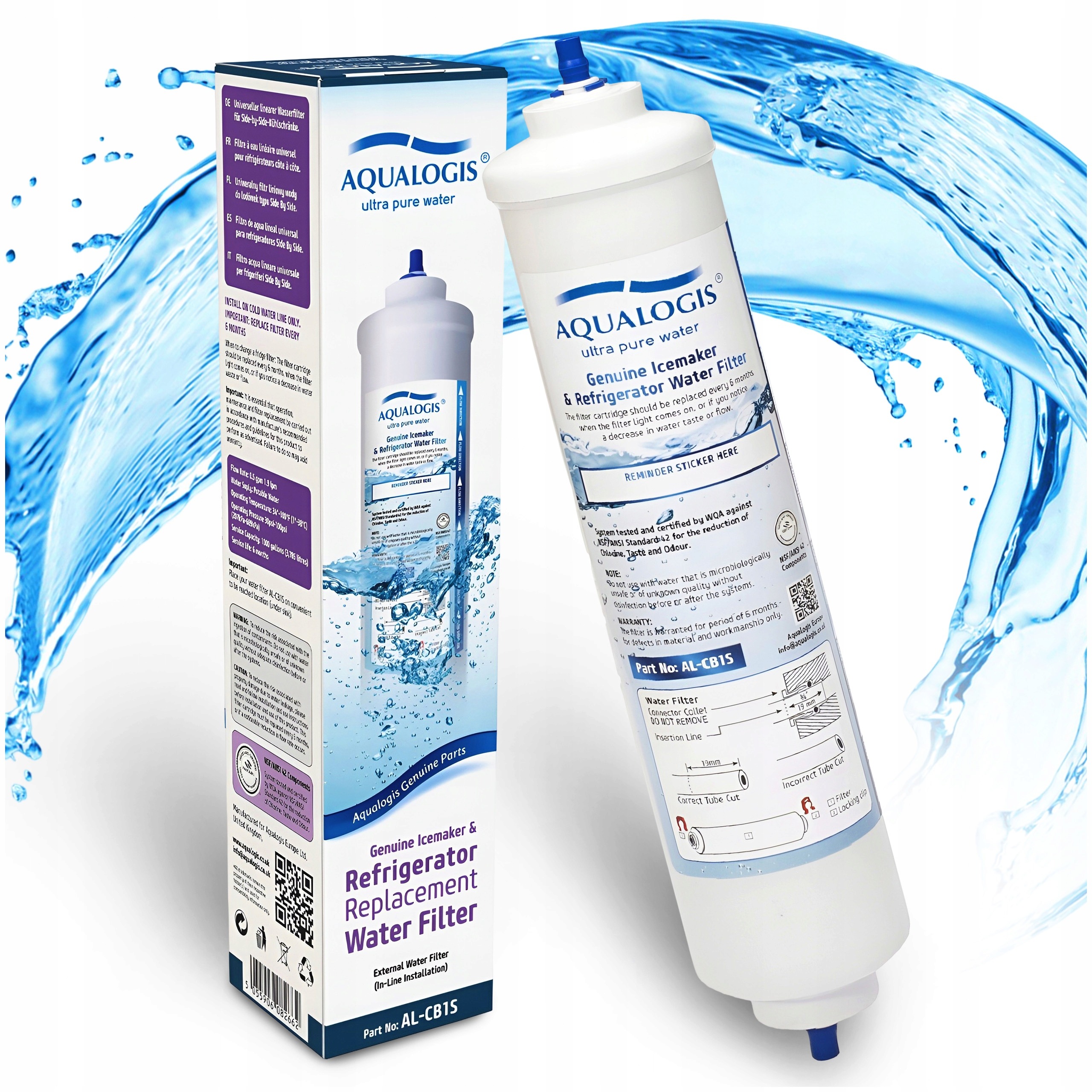 Externý vodný filter Aqualogis AL-CB1S pre chladničky Samsung DA29-10105J a LG Side by Side
