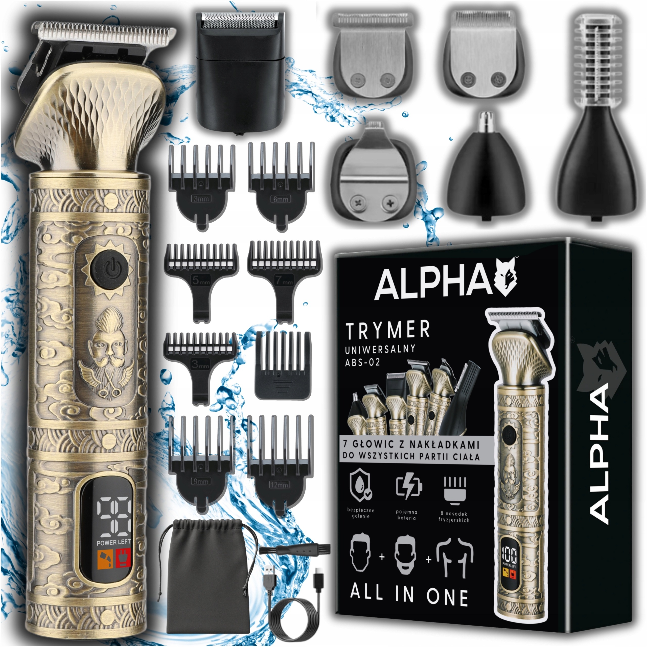 Multifunkčný zastrihávač Alpha ABS-02 7 v 1 na vlasy, bradu, telo, nos a uši