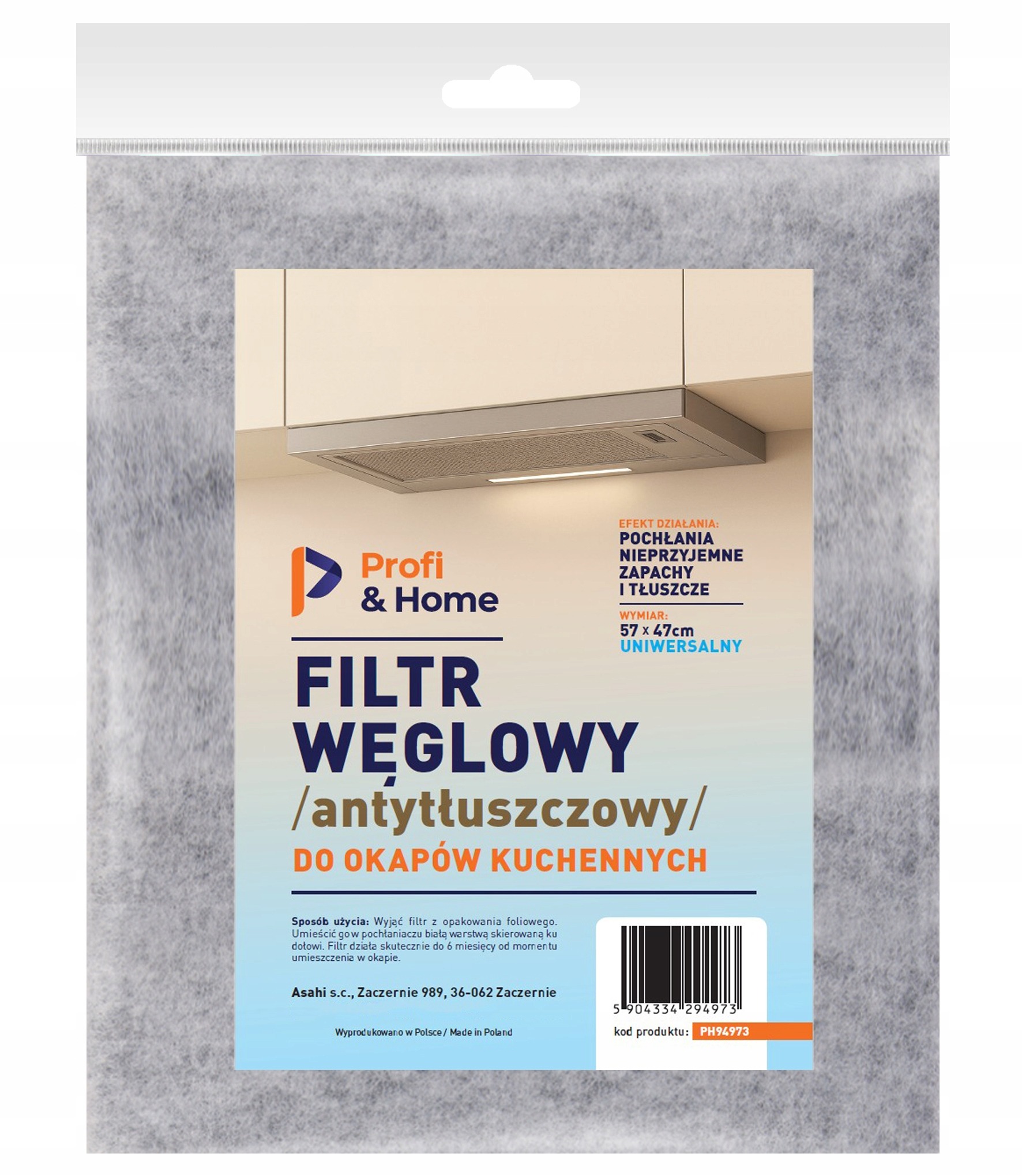 Univerzálny uhlíkový filter do digestora 2v1 57 × 47 cm Profi&Home – protitukový filter, strihateľný