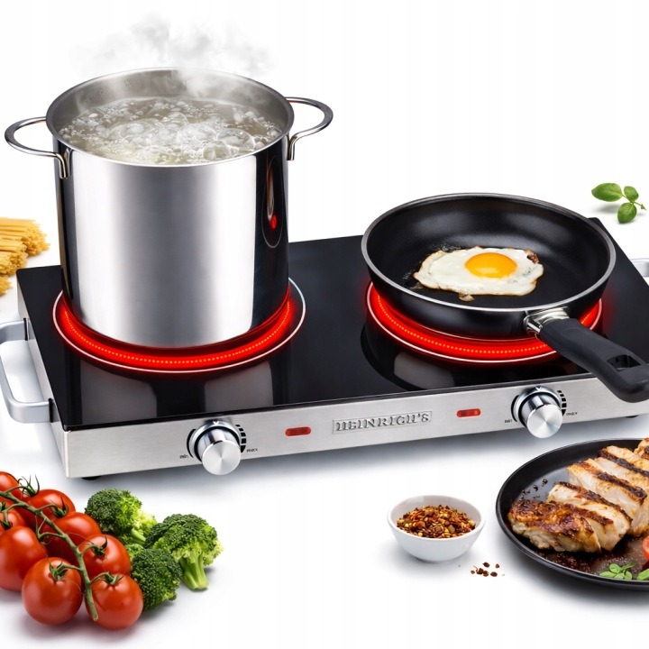 Keramický elektrický varič HEINRICH'S HDK 8696 2800 W dvojplatnička INOX