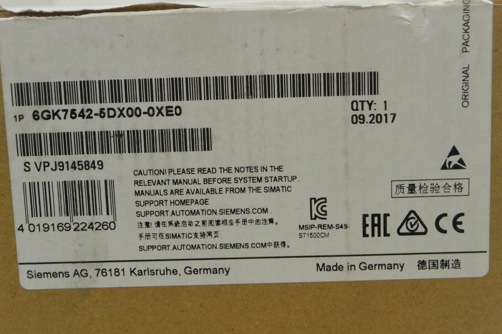 1 KS NOVÝ Siemens 6GK7542-5DX00-0XE0