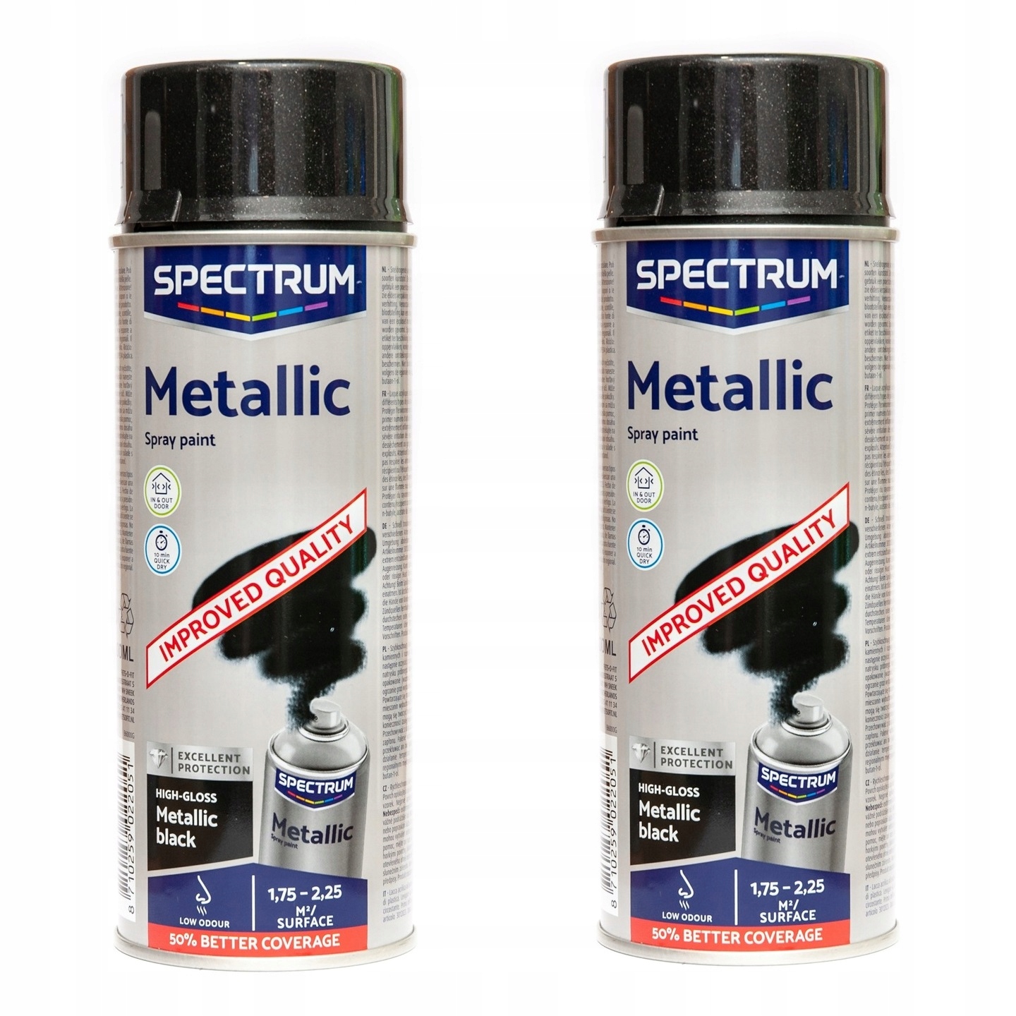 2x ČIERNY METALICKÝ AKRYLOVÝ LESK FARBA SPREJ 400ml