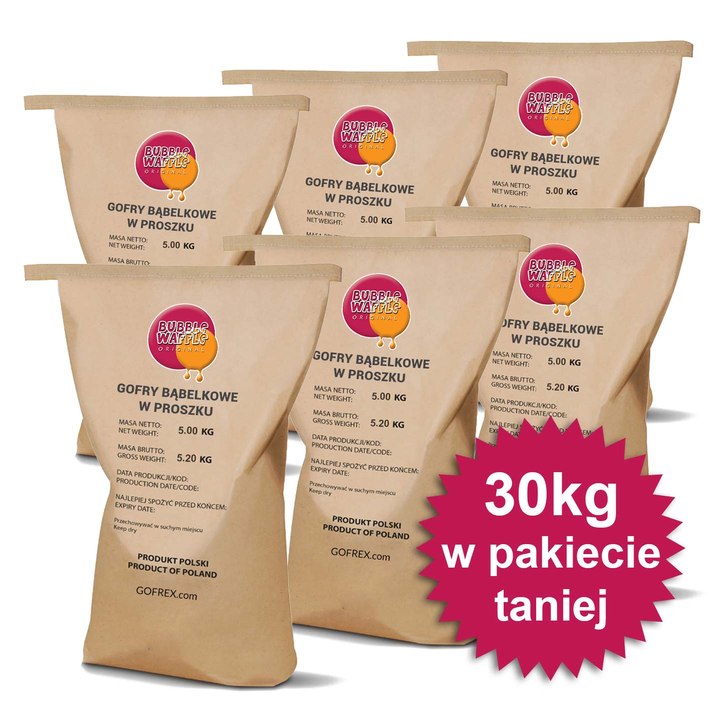 30 kg sladké bublinkové oblátky