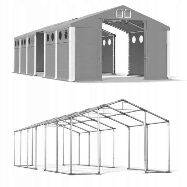 Výstuž strechy skladovacieho stanu 4x22m 2,5-3,7m
