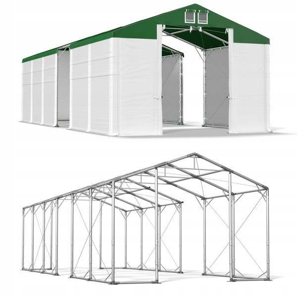 Skladovací stan 4x30m 3,5-4,7m, oceľová ventilácia
