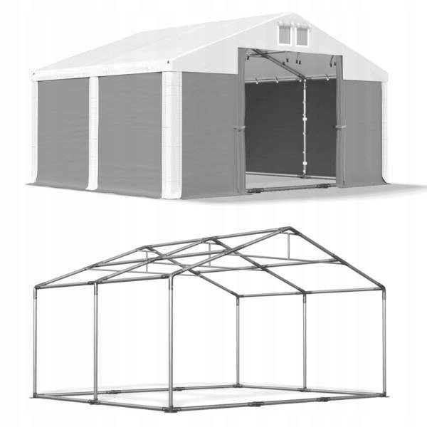 Pozinkovaný skladovací stan 4 x 4 m, stany s priemerom 38 mm