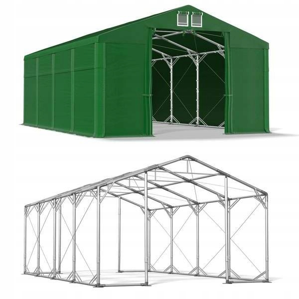 Skladovací stan 4x8m 2,5-3,7m 2 x podporuje zimu