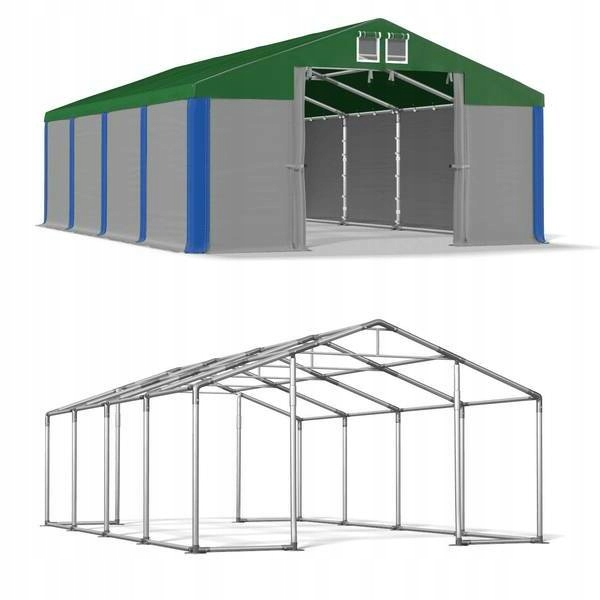4x8m Jednoduchý skladovací stan, vchod do dielne