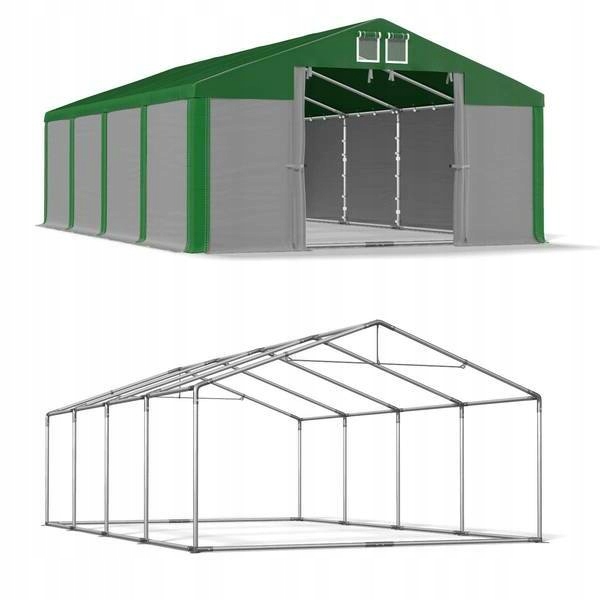 Skladový stan s oceľovým skladom v lete 4x8m