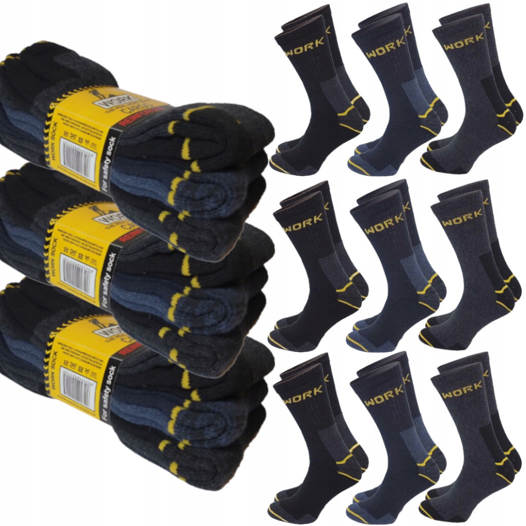 9x PRACOVNÉ PONOŽKY hrubé SUPER STRONG BHP vystužené froté POLISH