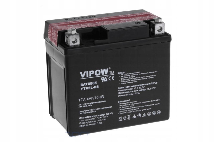 BATÉRIA TYPU VIPOW MC PRE MOTOCYKLY 12V 4AH 1,4KG