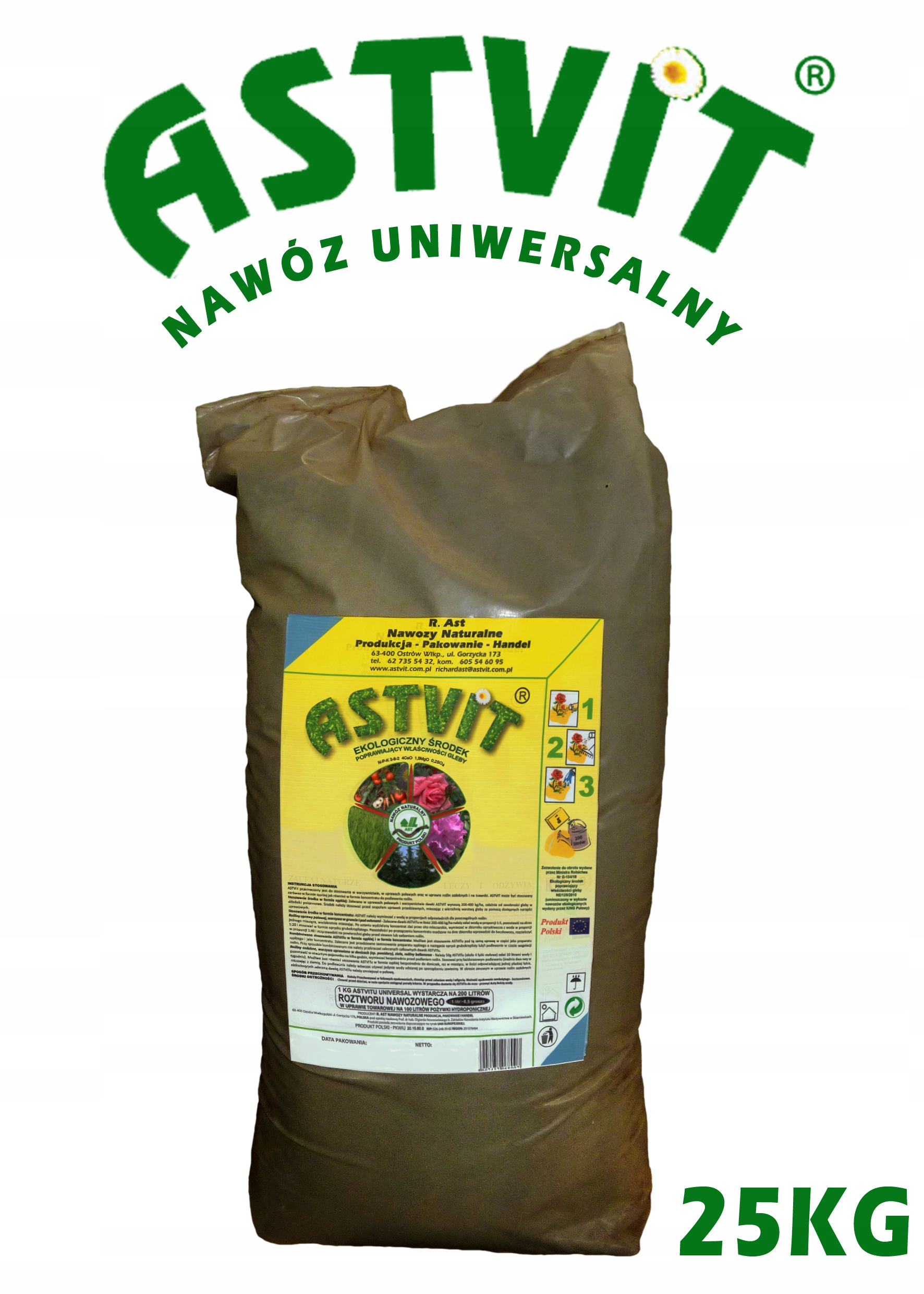 ASTVIT Prírodné organické univerzálne hnojivo 25 kg na 5000 l