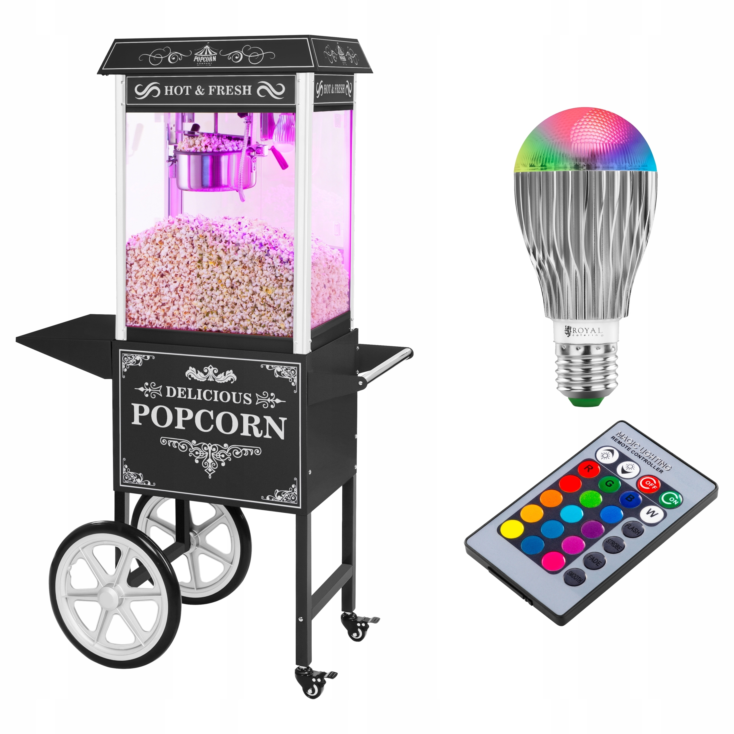 AUTOMATICKÉ PRE POPCORN 1600 W + SVETLO LED RGB 5W PILOT