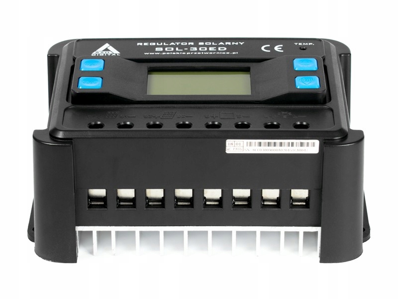 AZO PWM regulátor nabíjania 12V 24V 30A LCD SOL30D