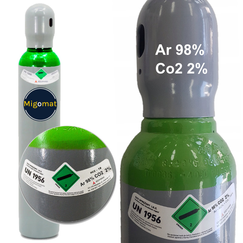 Zmes valcov 98% Ar 2% Co2 8L Mig Pl