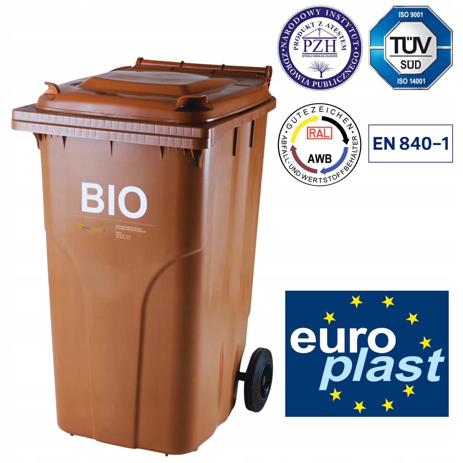 BIO odpadkový kôš, hnedý, SO SCHVÁLENÍM, 240L