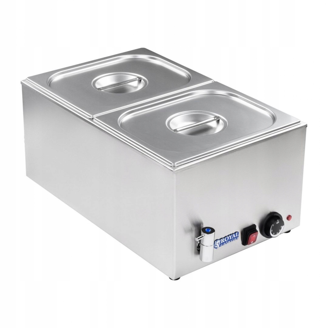 Vykurovací bufet Bain-marie s kohútikom + 2 GN S KRYTMI
