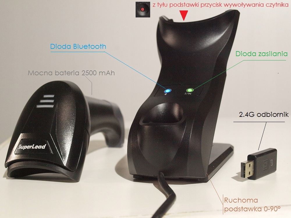 Bezdrôtový Bluetooth 2D snímač QR kódov 2500mAh
