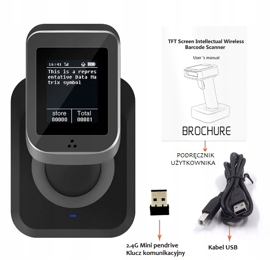 Bezdrôtový skener QR kódov s LCD displejom
