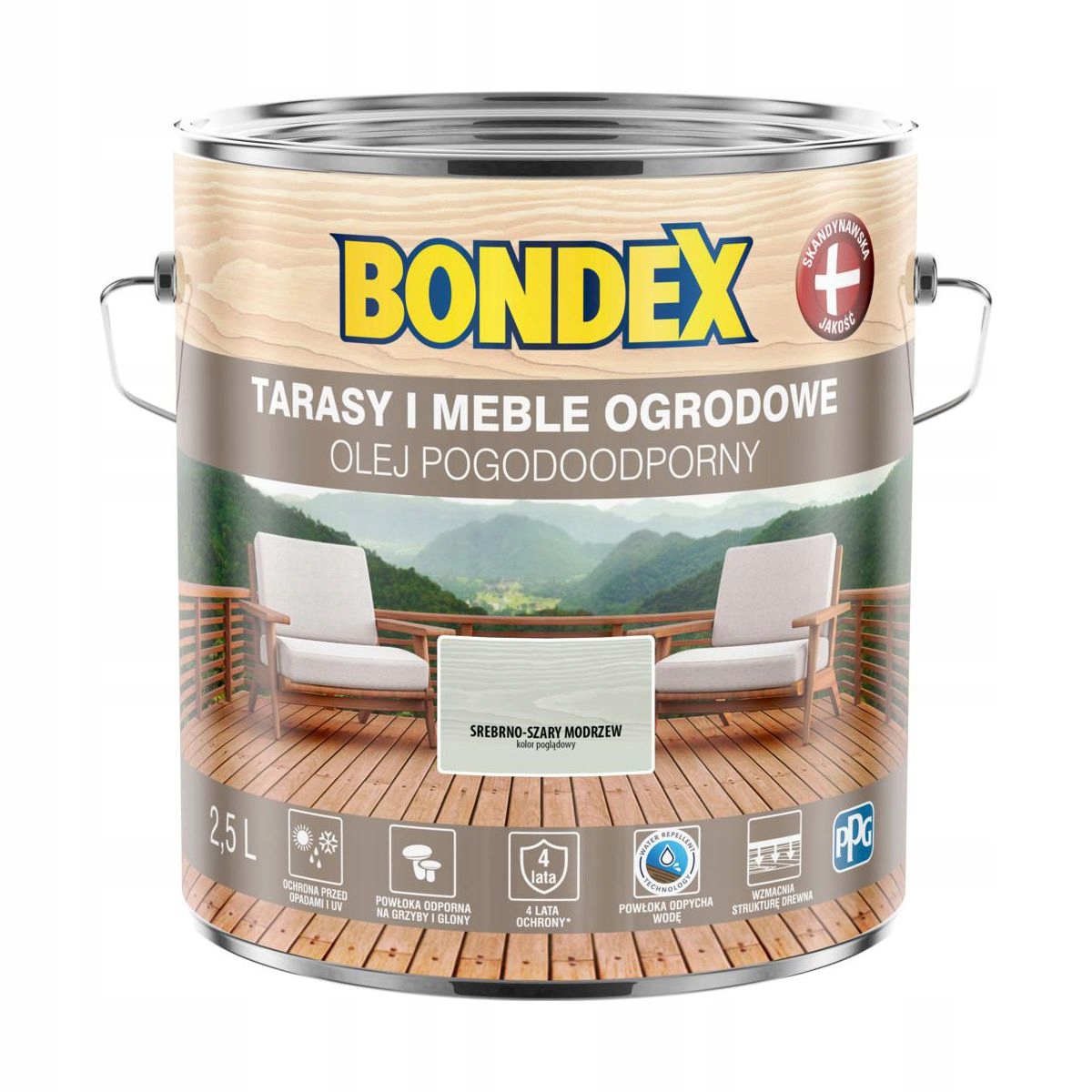 Olej Bondex 2,5 L. STRIEBORNOŠEDÁ LARCH. Vodeodolná