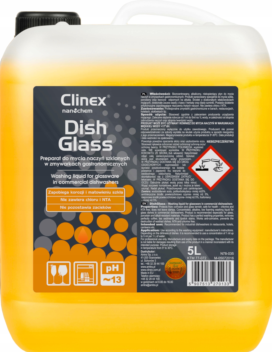 CLINEX DishGlass pre umývačky riadu, sklo 5L