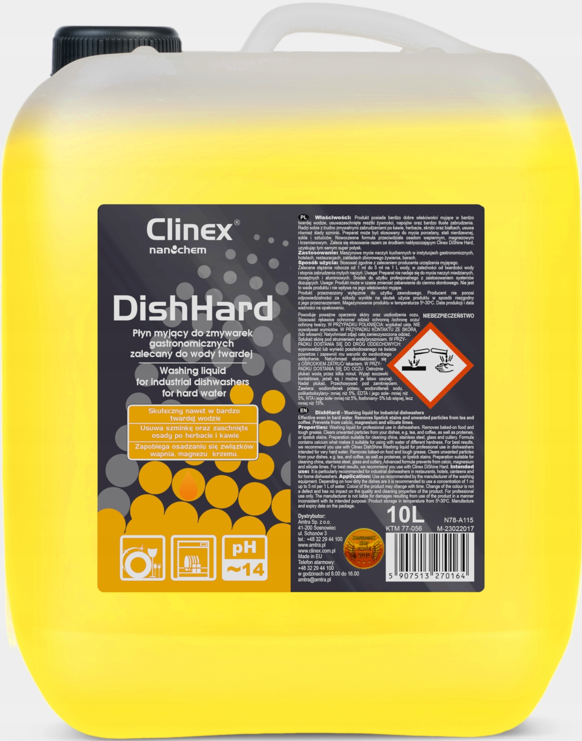 CLINEX DishHard kvapalina do umývačky riadu, tvrdá voda 10L