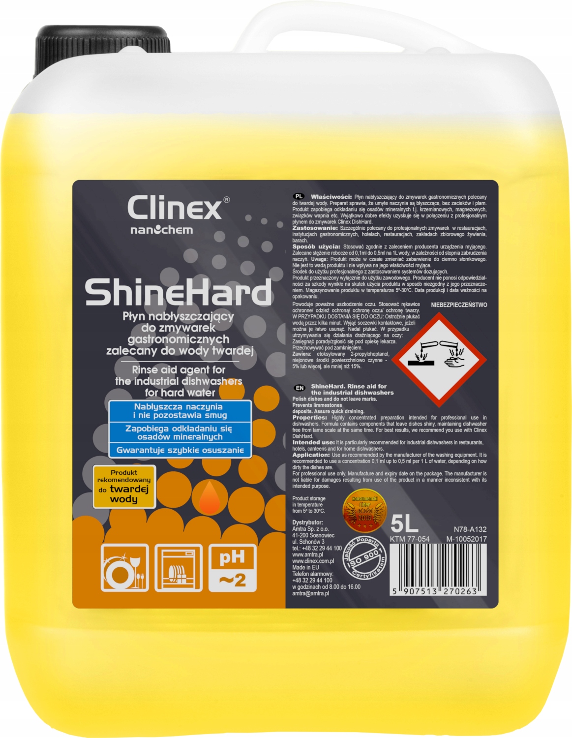 CLINEX ShineHard oplachovací prostriedok na umývačku riadu 5L