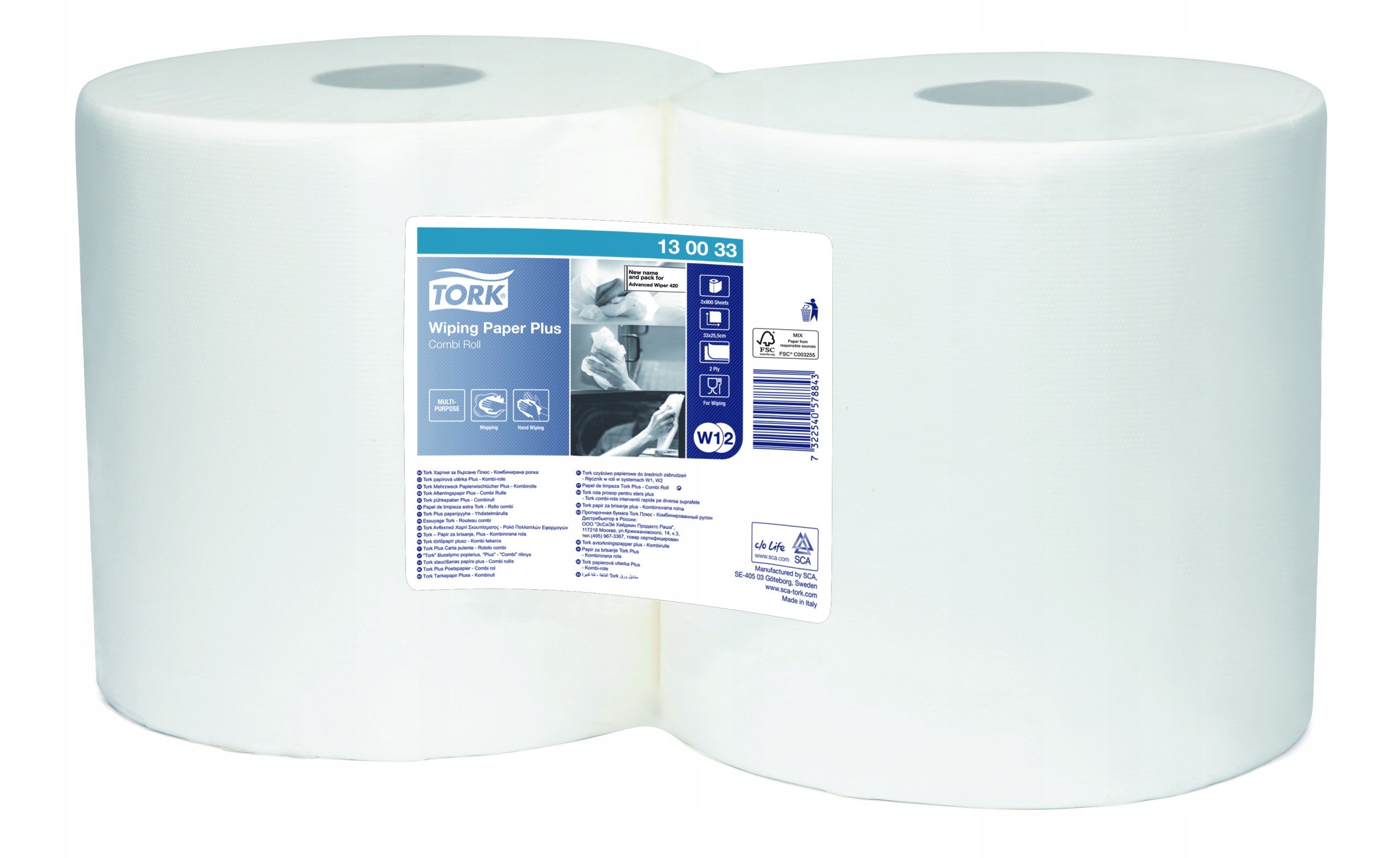 Čistiaca handrička Tork 130033 celulóza 2w biela 264m