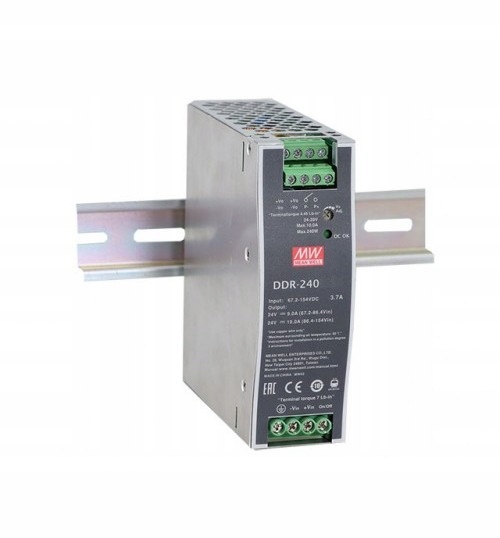 Prevodník DC / DC DDR-240C-24 na DIN lištu s normou
