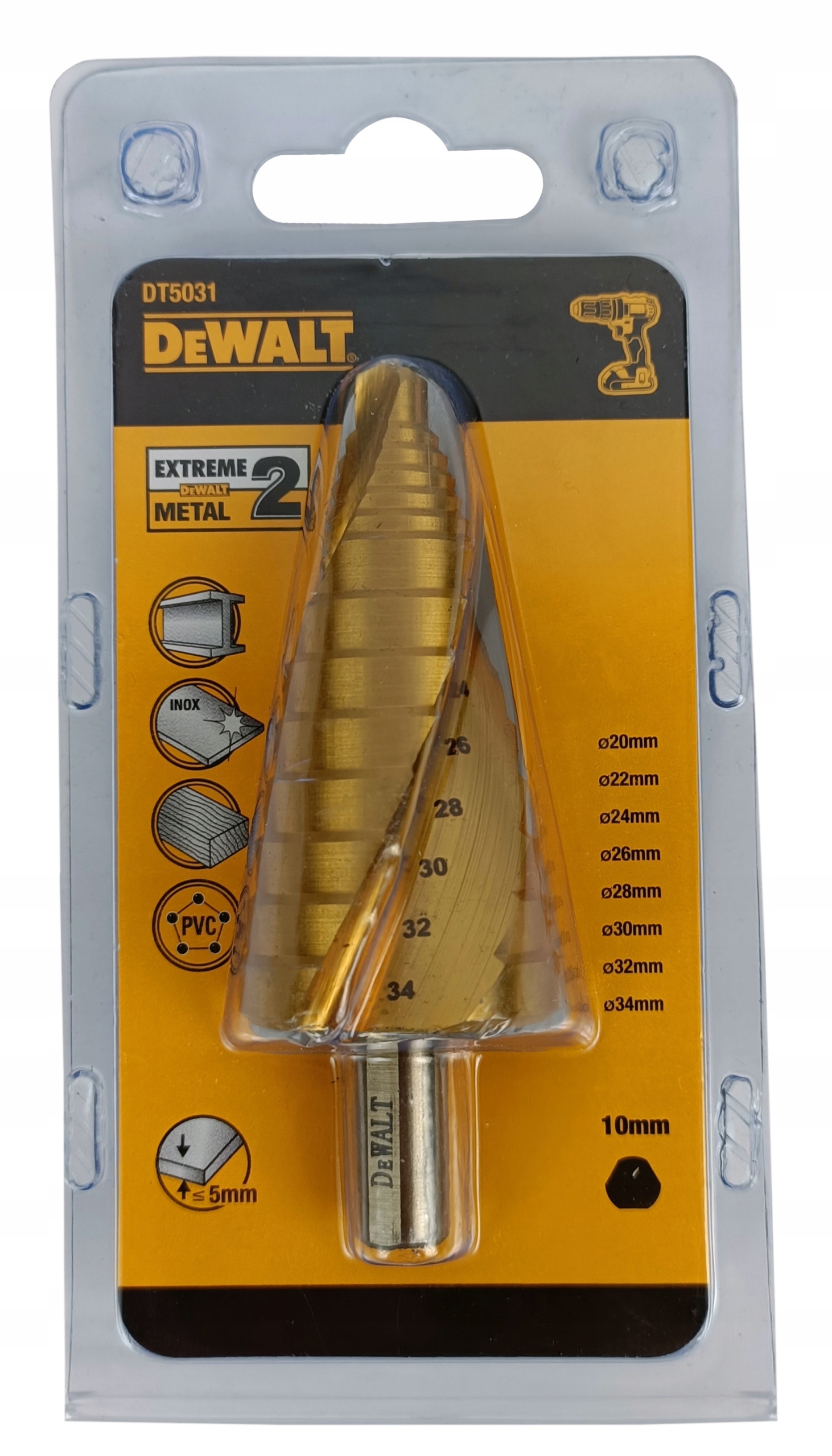 Stupňový vrták DeWalt DT5031 20-34 mm