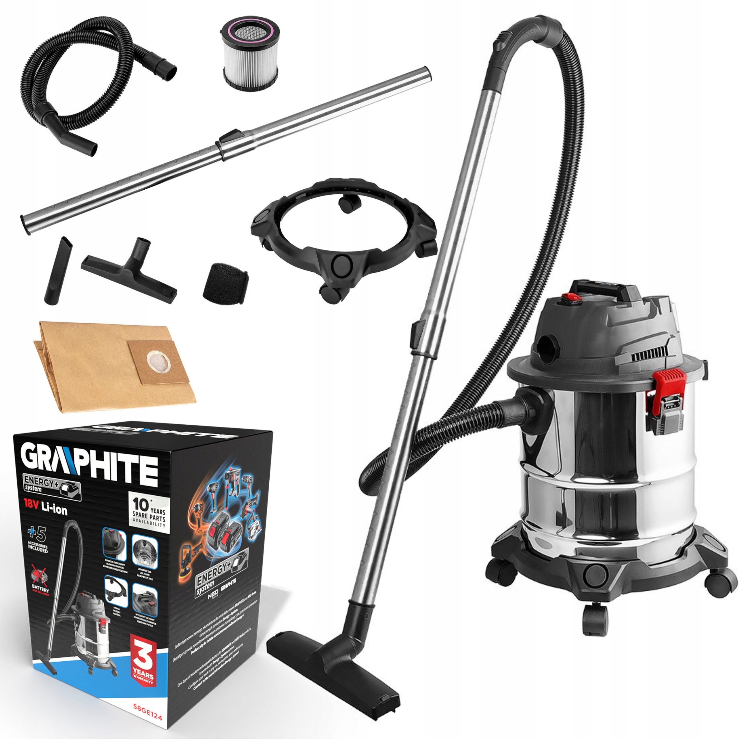 Priemyselný vysávač Graphite Energy+ 180 W