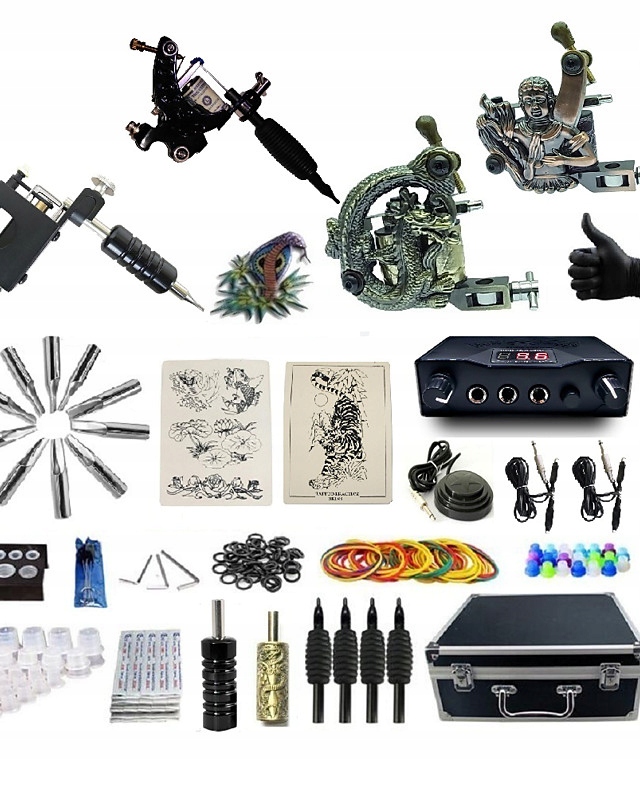 Veľká tetovacia súprava Tatto Machines napájací zdroj akc