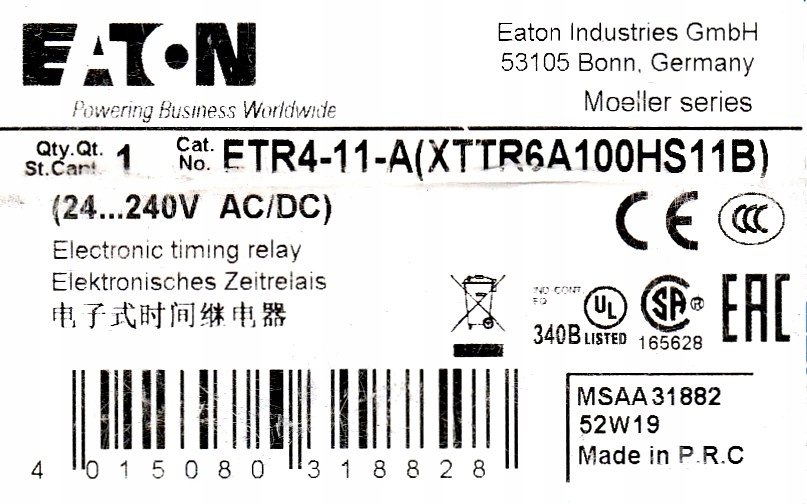 EATON ELEKTRICKÉ RELÉ ETR4-11-A