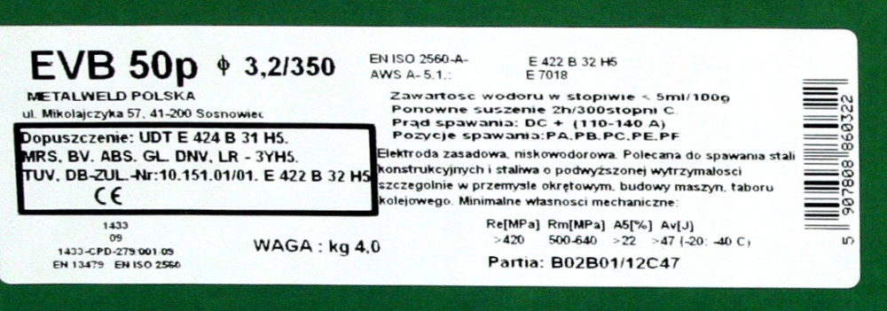 ZÁKLADNÁ ELEKTRODA NELEGOVANÁ 3,25 MM 5,5 KG