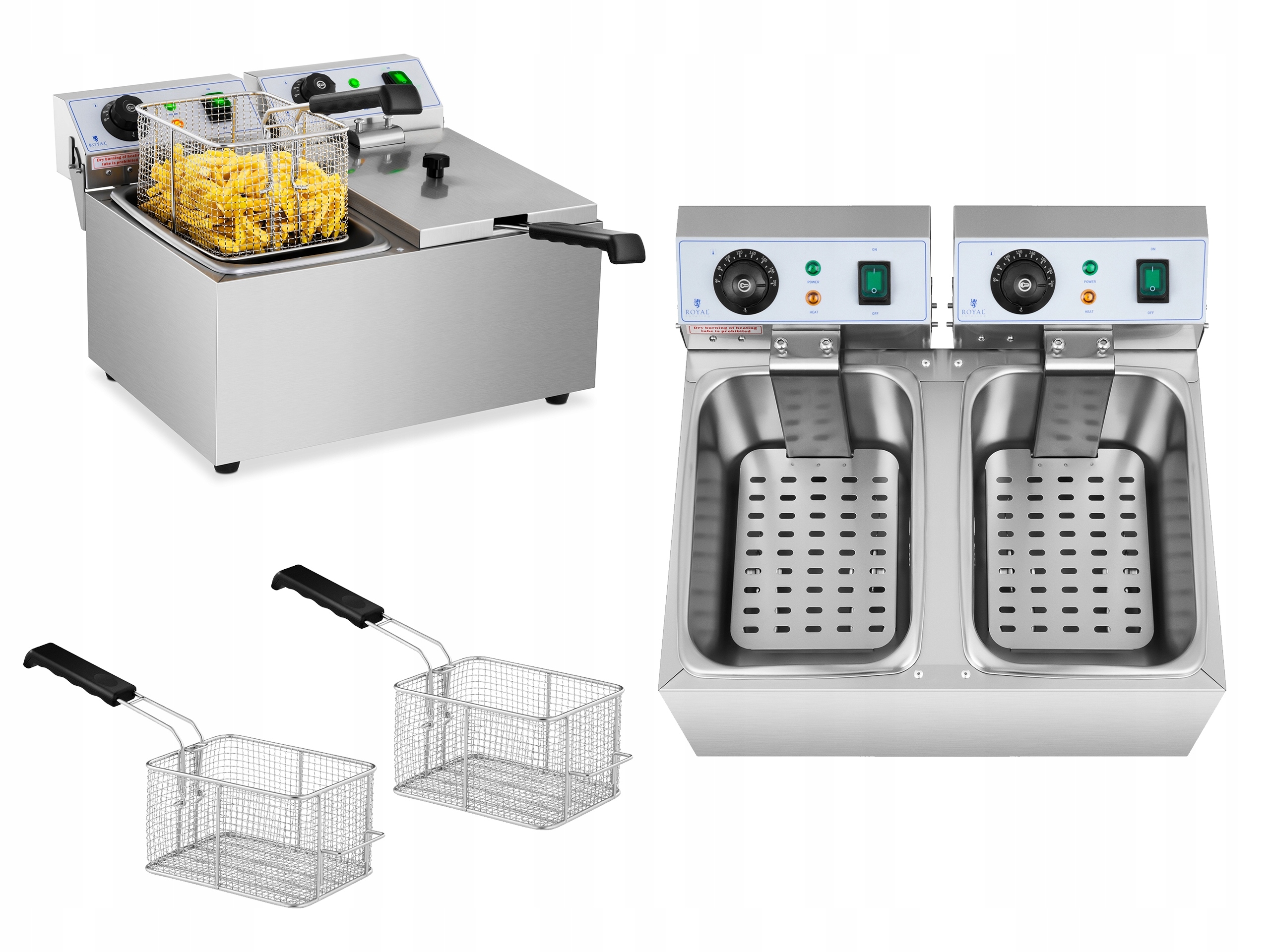 ELEKTRICKÉ FRITÉRY OCELOVÁ INOX 2 x 8L.