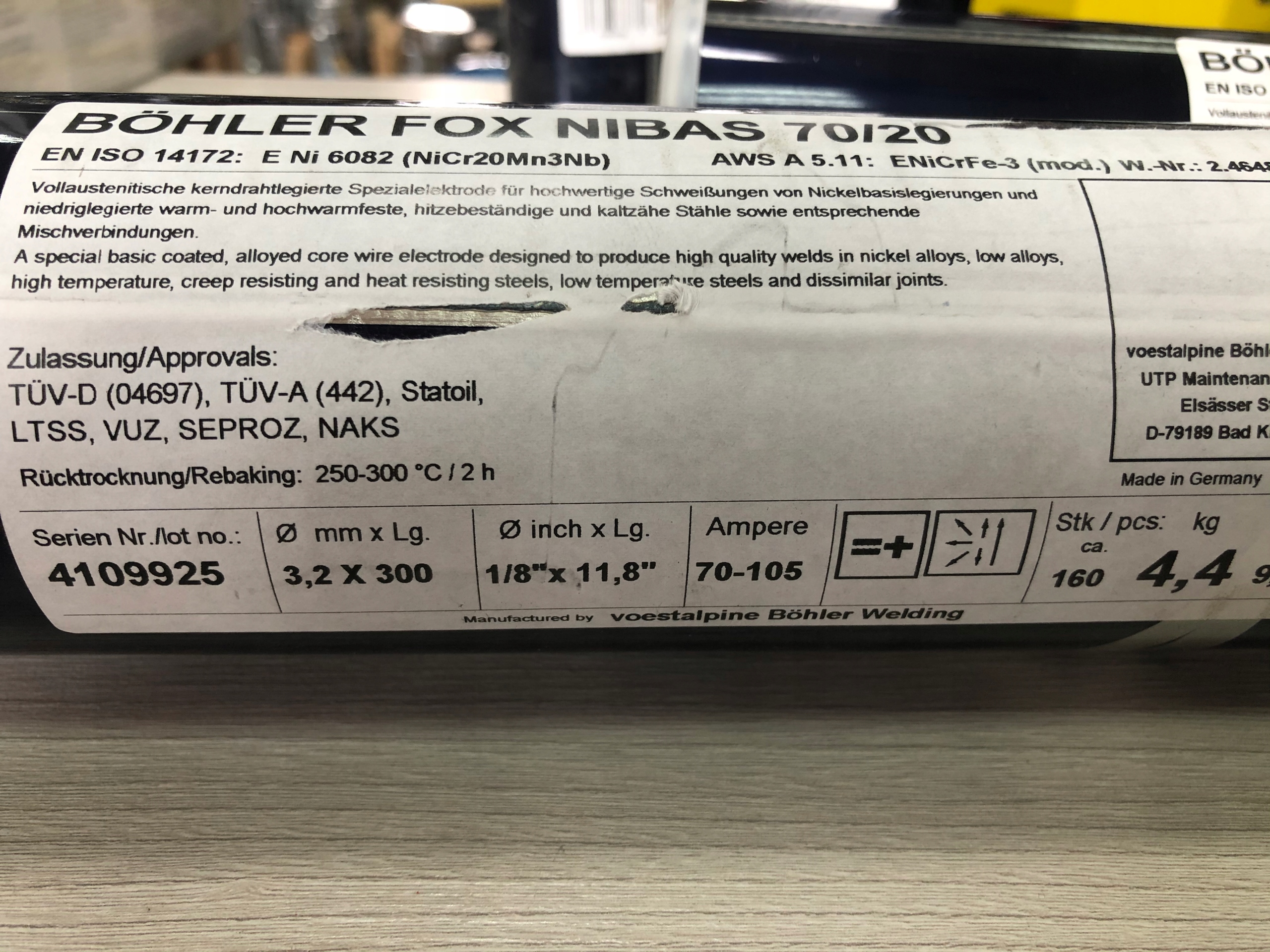 Bohler na zváranie elektród FOX NIBAS 70/20 3,2