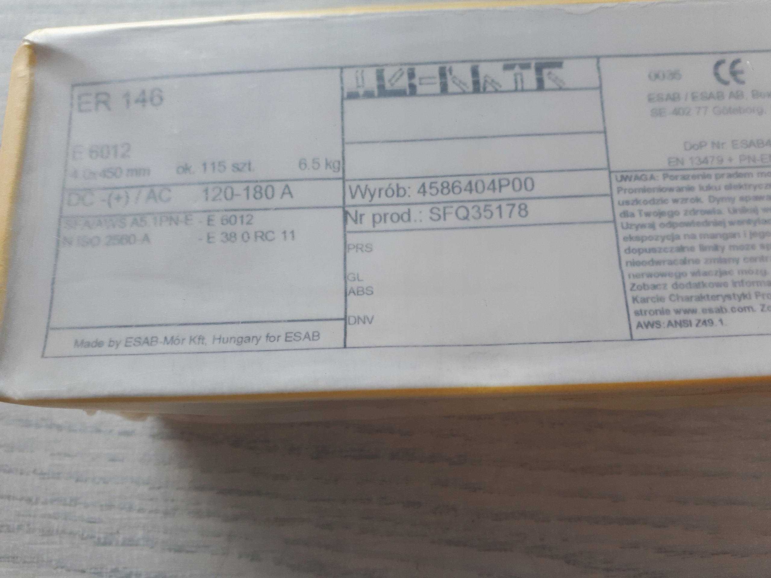 Rutilové elektródy ER 146 4,0 6,5 kg stúpali ESAB 6012
