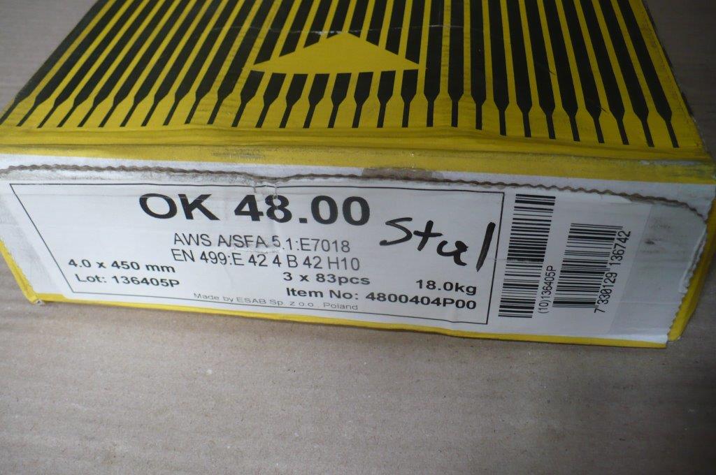 Elektródy na oceľ ESAB OK 48,00 DOPRAVA 4,0 x 450