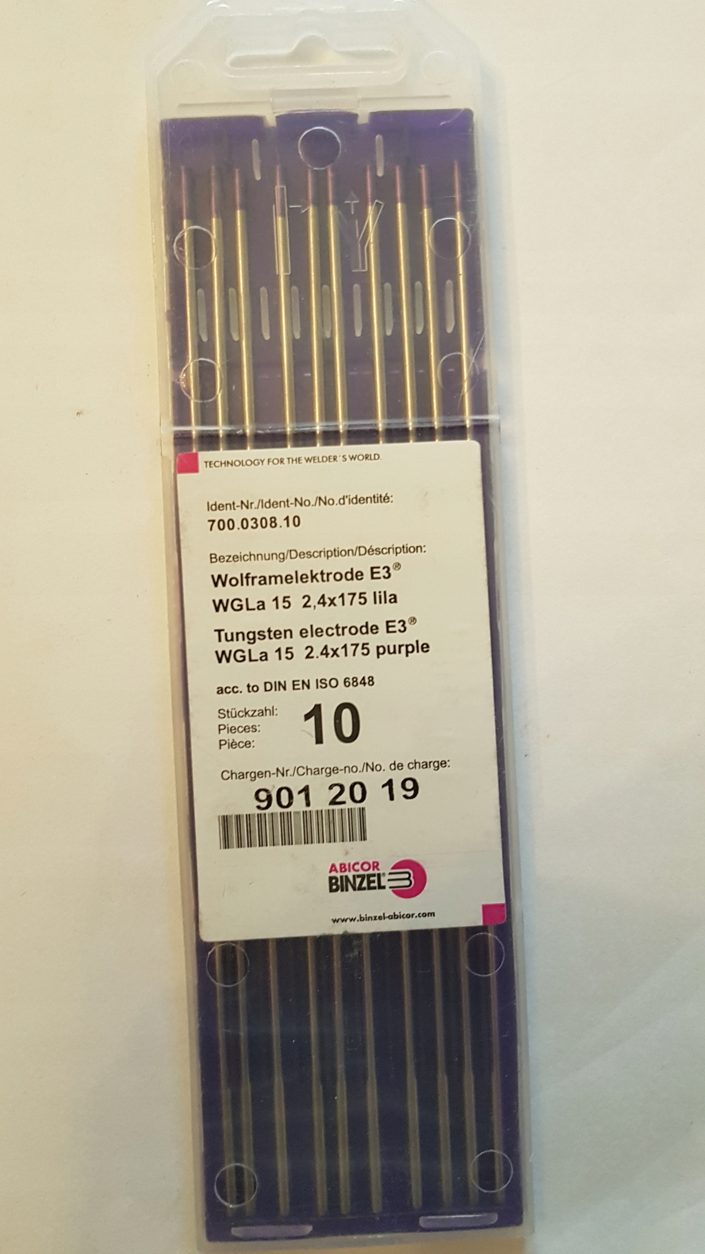 Volfrámové elektródy TIG WGLa15 fialové 2,4 mm