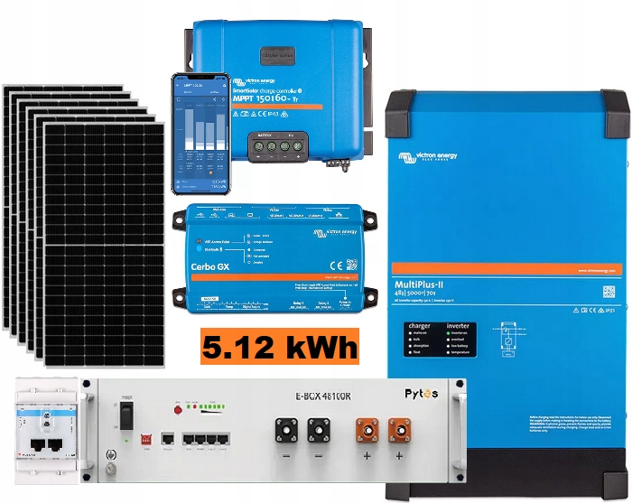 Akumulácia energie Jednofázový 5kVA/5,12 kWh + 3kW FV