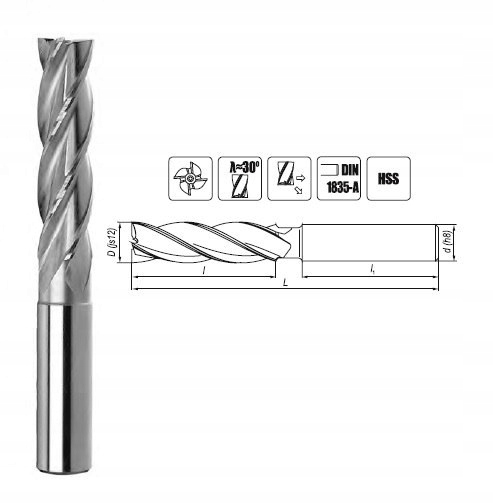 FENY Fréza NFPA fi 20 75/141 Z4 DIN 844-ALN HSS