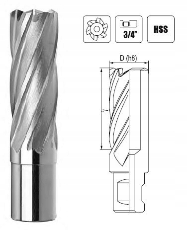 FENES Trubkový vrták 20x25mm stopka Weldon 19mm HSS