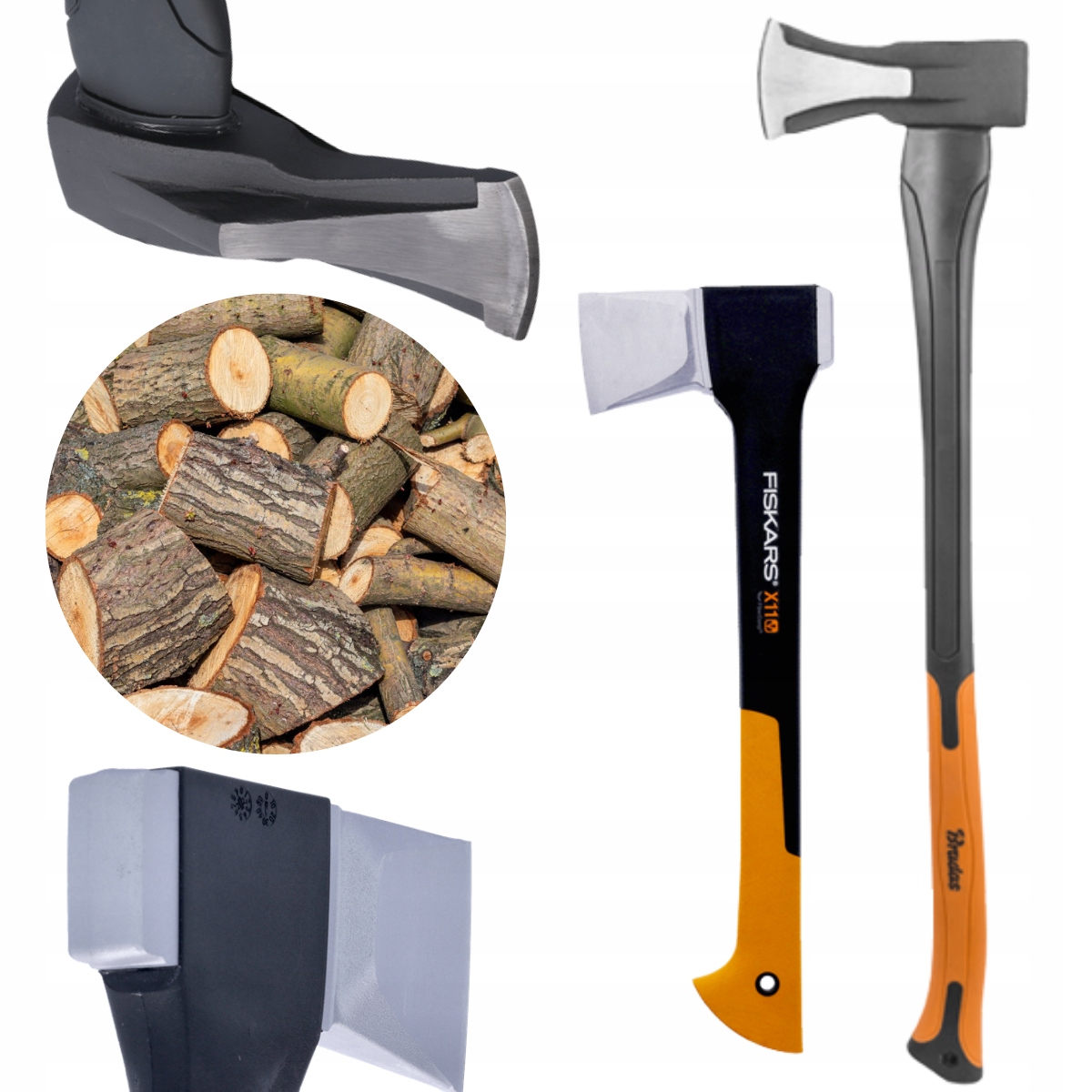 Sekera Fiskars 44,4 cm 1,1 kg + Sekera Bradas 80 cm 2 kg