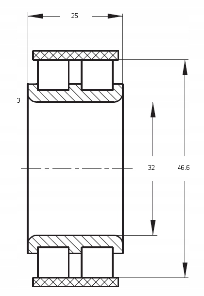 FŁT-181 FŁT-PBF 32x46,6x25 Valčekové ložisko
