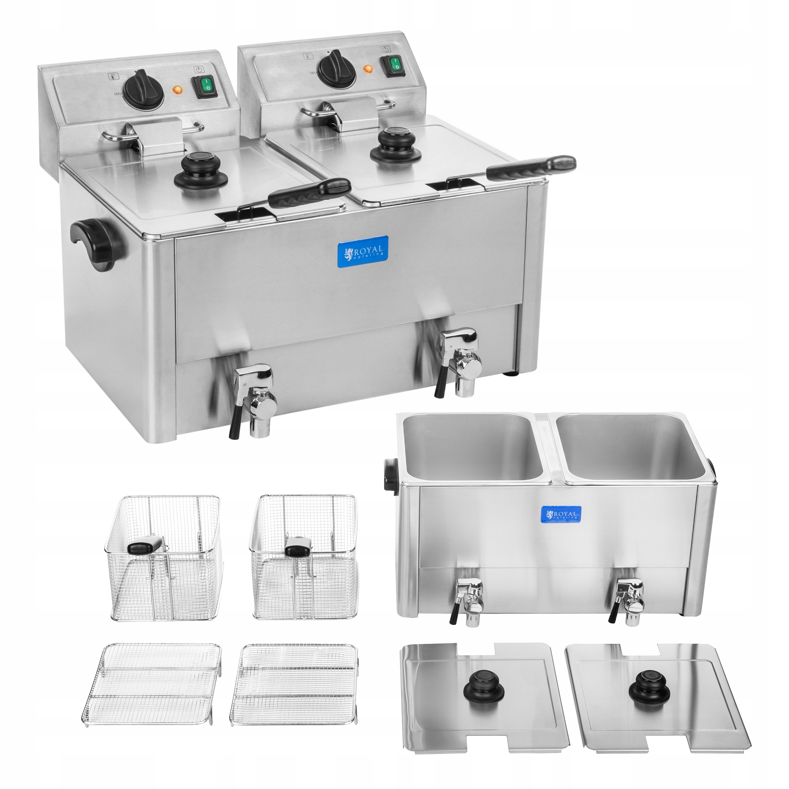 FRITÉZA NEREZOVÁ OCEL 2 x 3250 W 2 x 13L