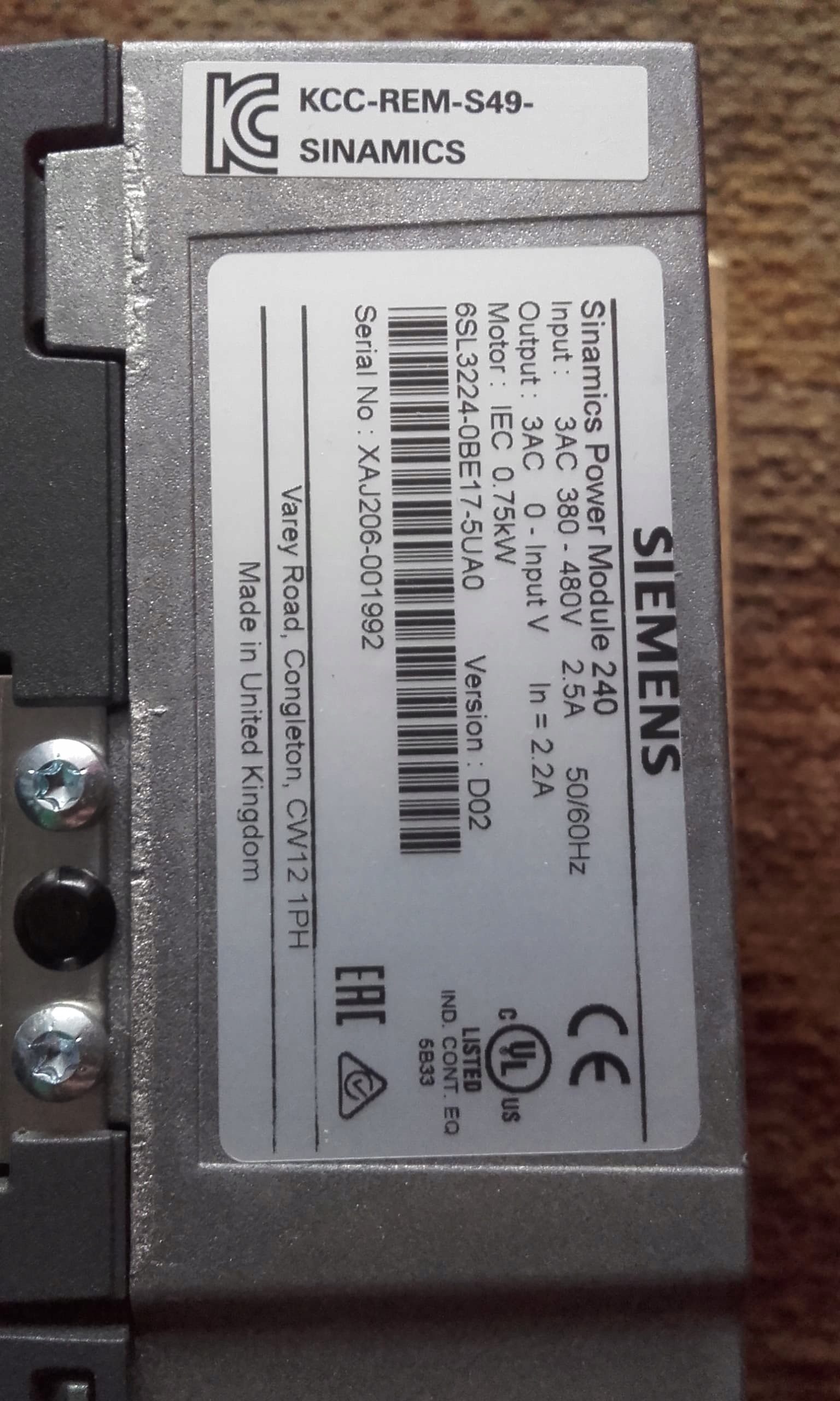 Invertor Siemens 6SL3224-0BE17-5UA0