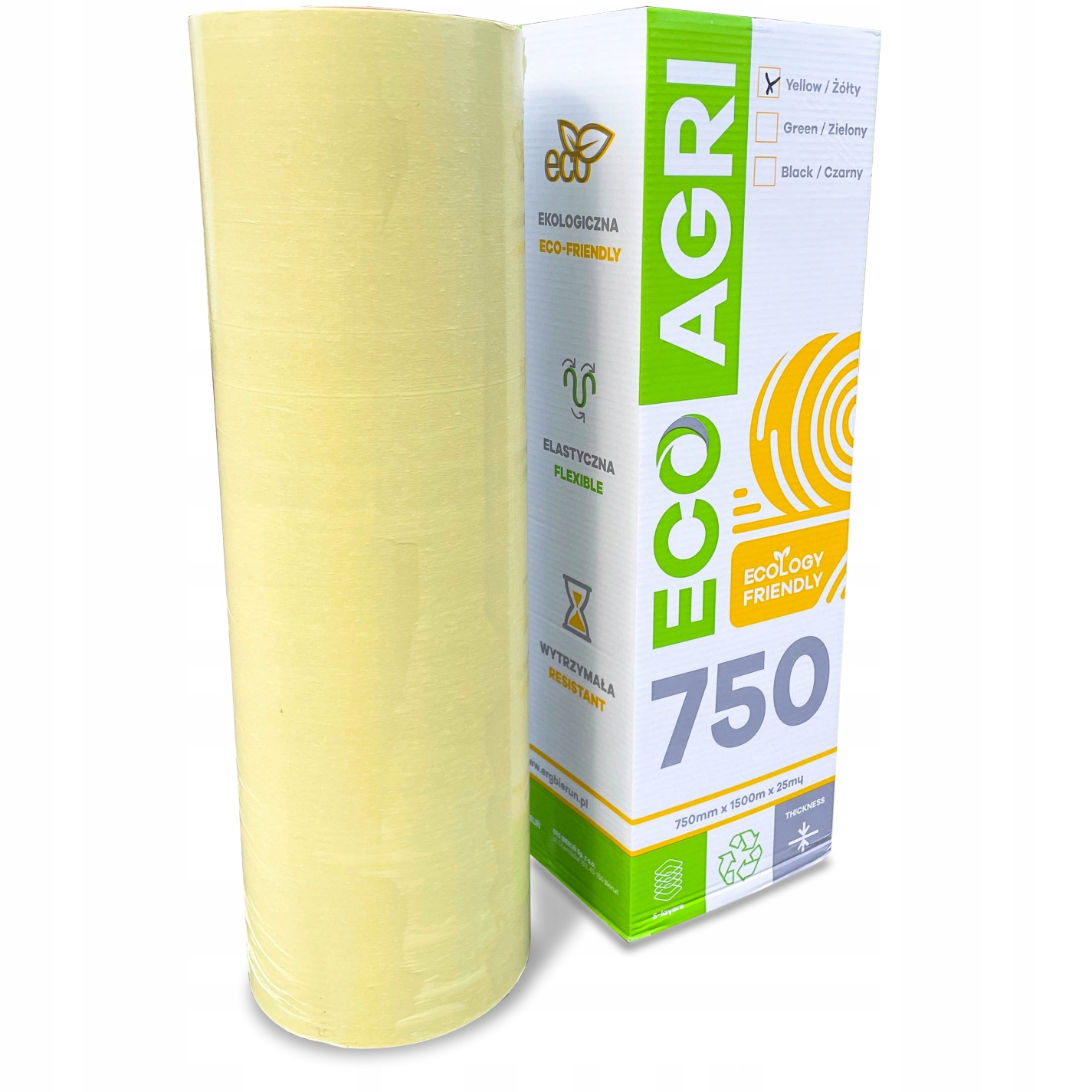 ECO AGRI fólia na siláž, obaľovacie balíky, 750 x 1500, 5 vrstiev, žltá